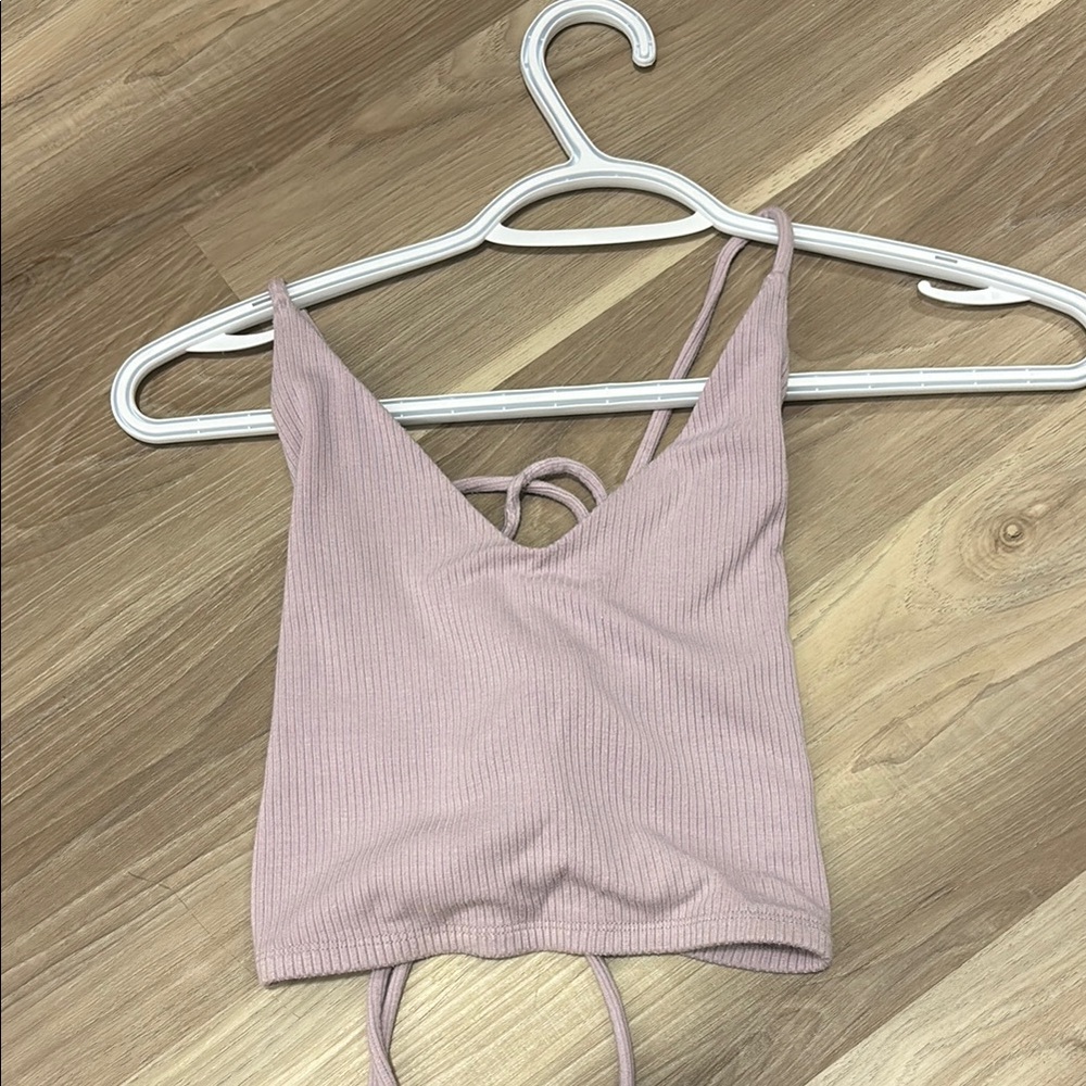 Women's Pink Ribbed Crop Top